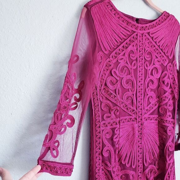 JS Collections Soutache Embroidered Midi Dress in Berry - Picture 11 of 11